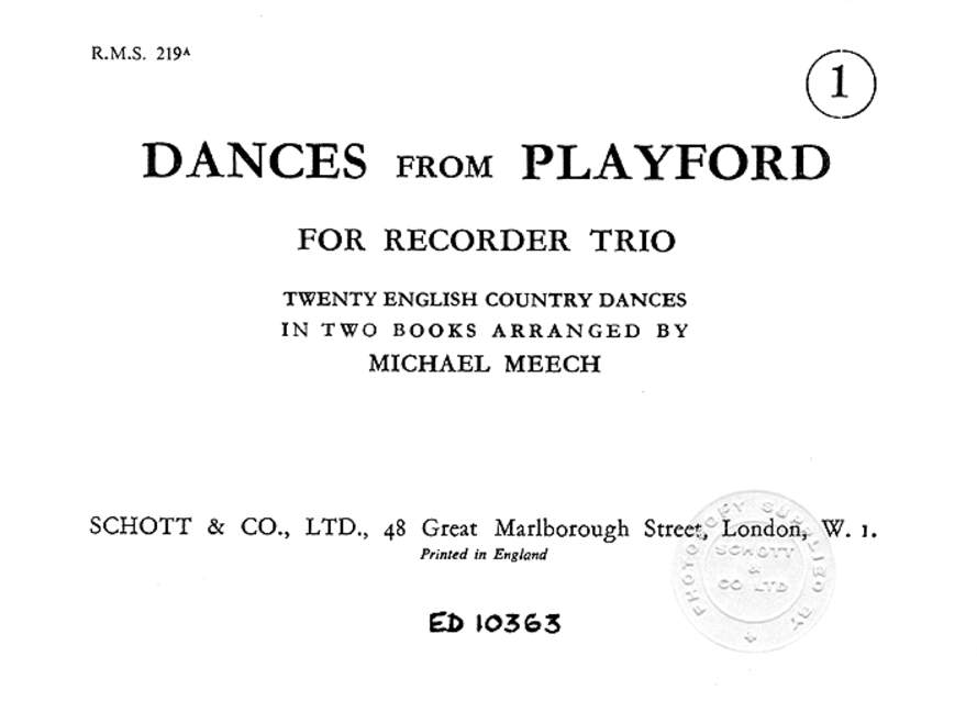 Dances from Playford, 3 recorders (SAT/SSA/SST/SAA), performance score