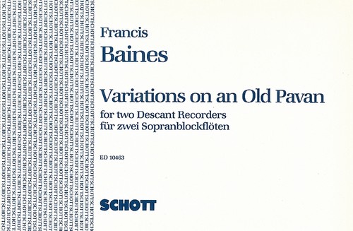 Variations on an old Pavan, showing various musical devices, 2 descant recorders (violins, flutes, oboes, clarinets), performance score