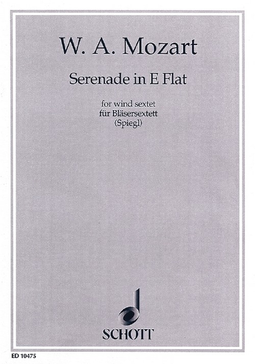 Serenade in E flat Major KV 375, 2 clarinets, 2 horns and 2 bassoons, set of parts. 9790220102714