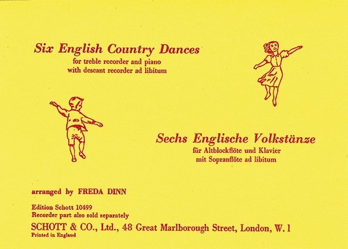 6 English Country Dances, treble recorder and piano, descant recorder ad lib.