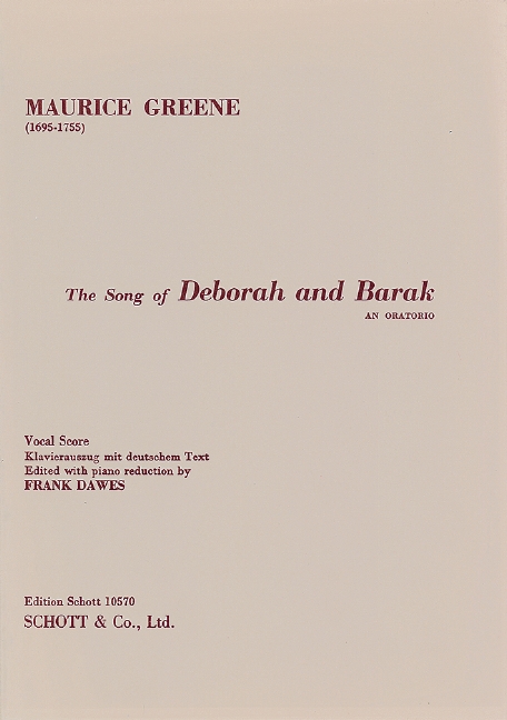 The Song of Deborah and Barak, an Oratorio, vocal/piano score