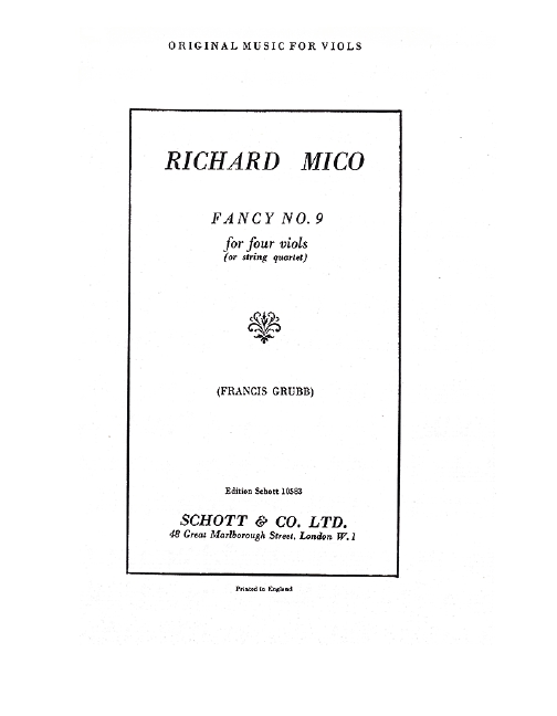 Fancy No. 9, for four violas (or string quartet), score and parts