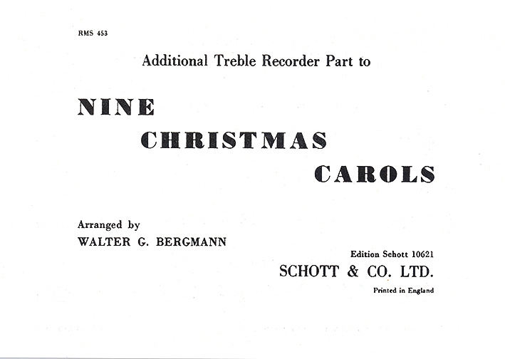 9 Christmas Carols, treble recorder