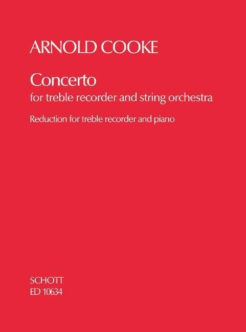 Concerto, treble recorder and string orchestra, piano reduction with solo part