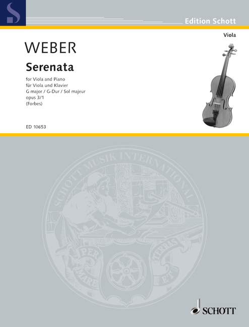Serenata G Major op. 3/1, viola and piano. 9790220125300