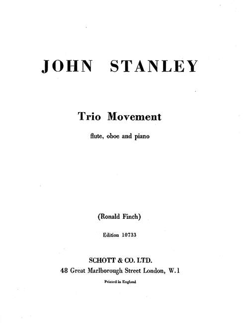 Trio Movement, flute (alto- or tenor recorder), oboe and piano (harpsichord). 9790220104589