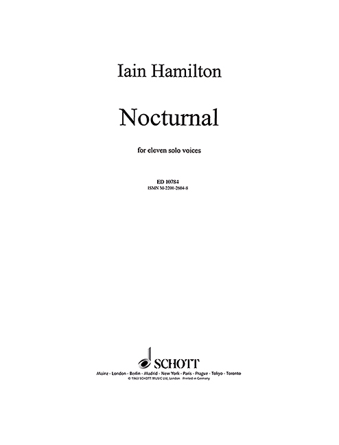 Nocturnal, 11 solo parts, choral score