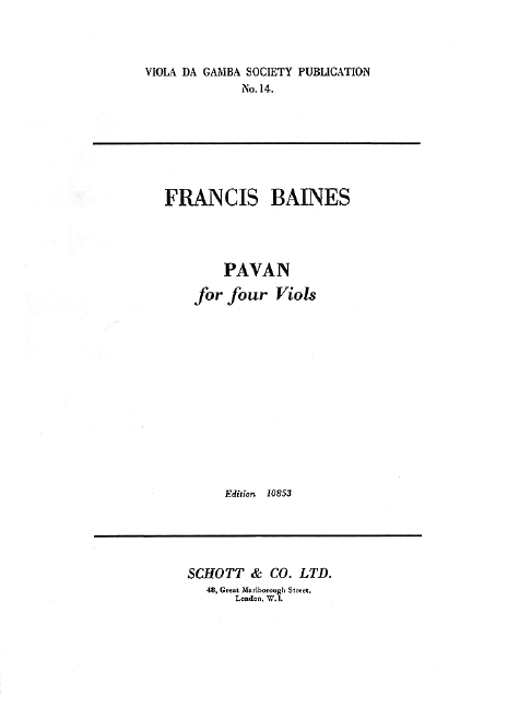 Pavan, 4 violas (4 Gamben), score and parts