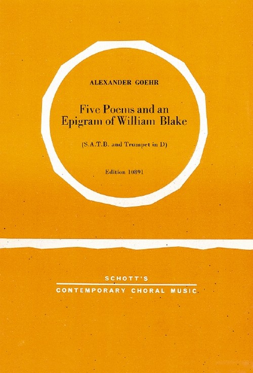 Five Poems and An Epigram of William Blake op. 17, mixed choir (SATB) with trumpet in D, score