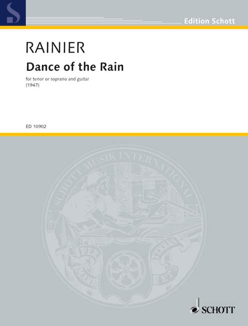 Dance of the Rain, for tenor or soprano and guitar, tenor or soprano and guitar, performance score. 9790220105838