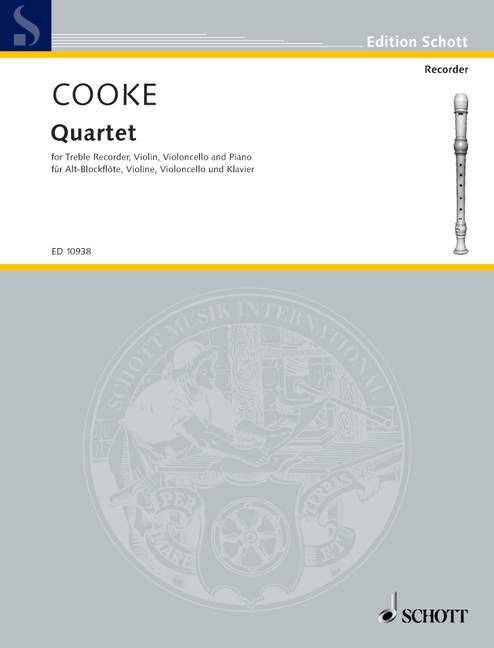 Quartet, treble recorder (sopranoino), violin, cello and piano (harpsichord), score and parts