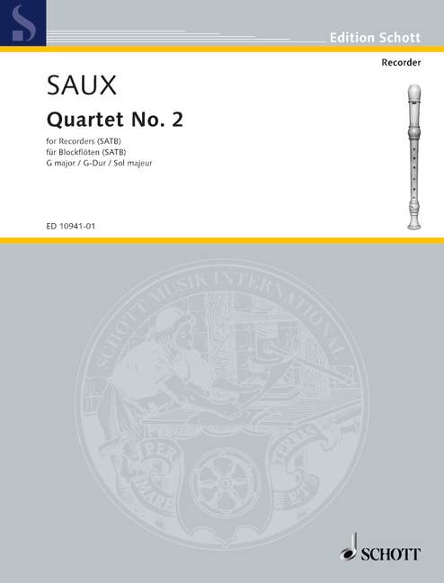 Quartet No. 2 G Major, 4 recorders (SATB), set of parts