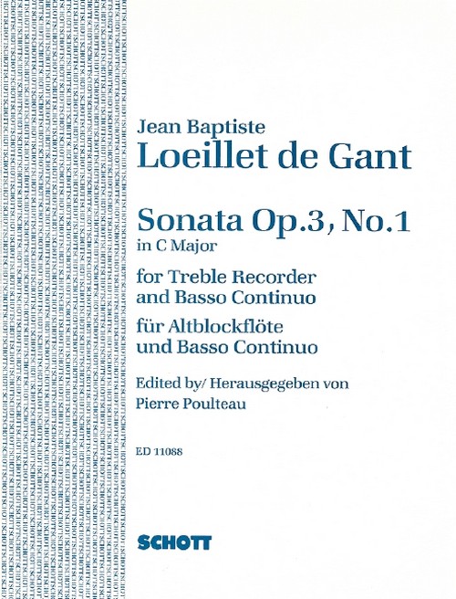 Sonata op. 3/1, No. 1 C major, treble recorder (flute, oboe, violin) and basso continuo; cello/viola da gamba ad lib.. 9790220107863