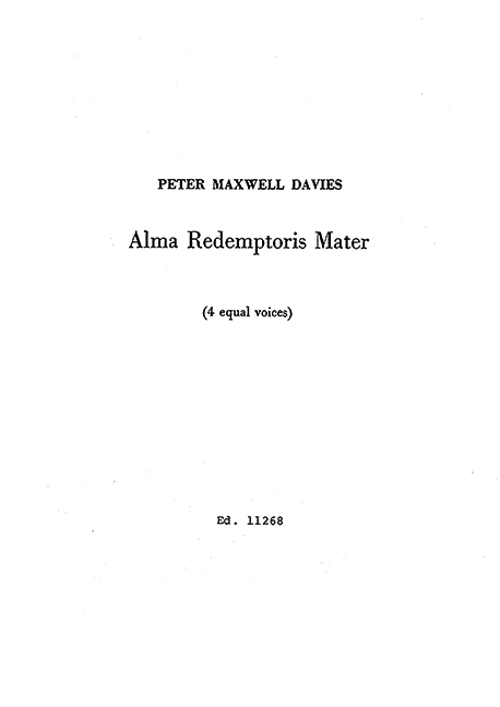 Alma Redemptoris Mater, from Four Christmas Carols, female choir (4 equal voices), choral score