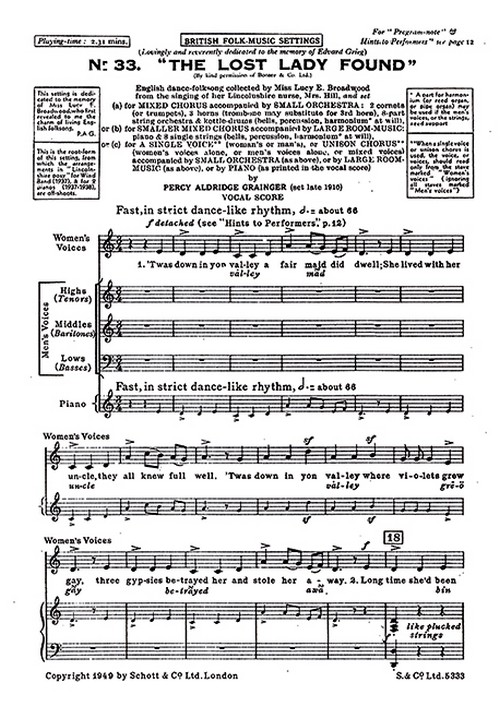 The lost lady found, mixed choir, choral score