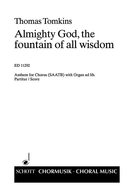 Almighty god, the fountain, Anthem, mixed choir (SAATB) and organ, score. 9790220120275