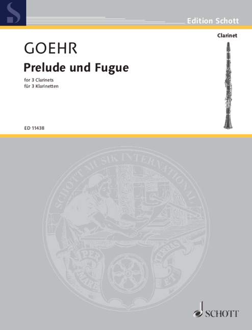 Prelude and Fugue op. 39, for 3 clarinets, 2 clarinets in Bb-flat and bass clarinet, performance score. 9790220110252