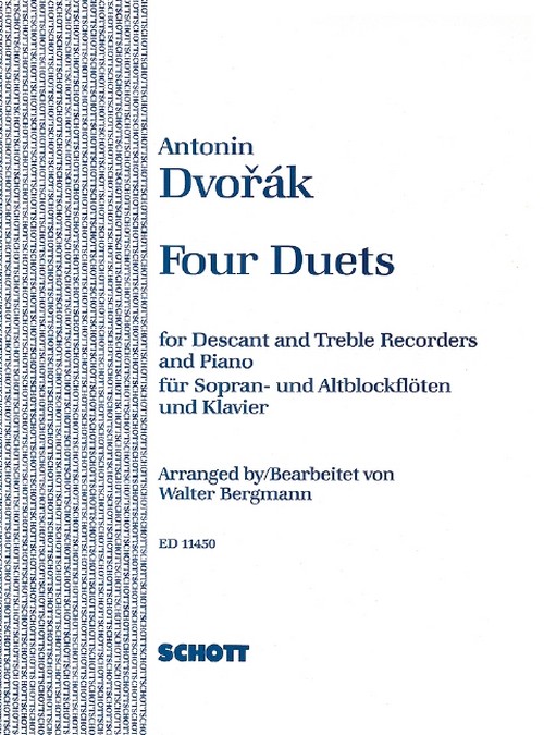 Four Duets op. 38, 2 recorders (SA) and piano, score and parts. 9790220110436