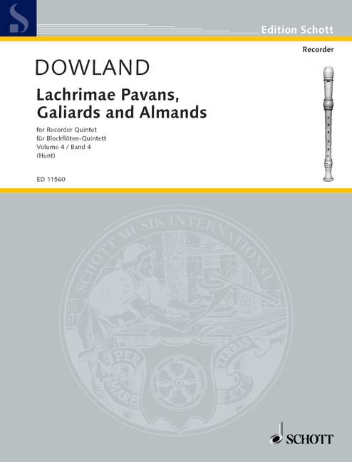 Lachrimae Pavans, Galiards and Almands Vol. 4, 5 recorders (SATTB/SAATB), performance score