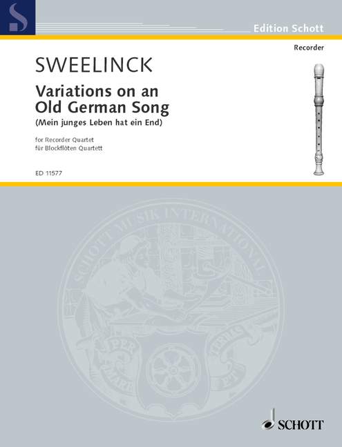 Variations on an Old German Song, (Mein junges Leben hat ein End), 4 recorders (SAAT), performance score