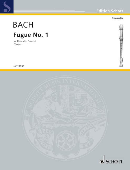 Fugue No. 1 in C BWV 846, (aus dem Wohltemperierten Klavier), 4 recorders (SATB), performance score