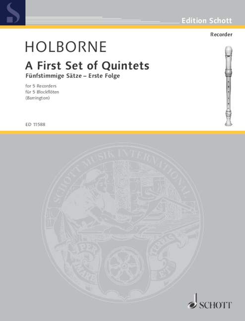 A First Set of Quintets Vol. 1, 5 recorders (SSATB), performance score. 9790220111549