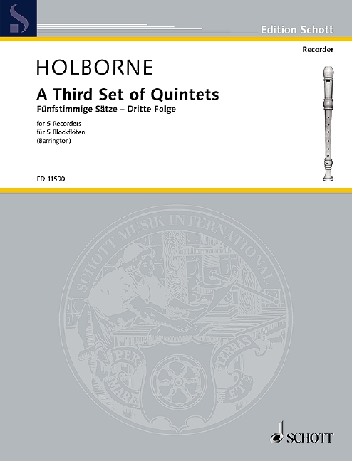 Sets of Quintets Vol. 3, Third Set, 5 recorders (SSATB), performance score. 9790220111563 Sets of Quintets Vol. 3, Third Set, 5 recorders (SSATB), performance score. 9790220111563