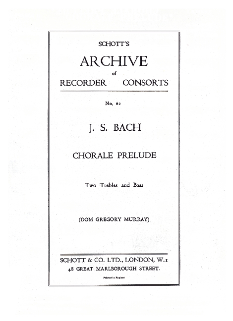 Choral Prelude, Herr Jesu Christ, dich zu uns wend, 2 treble recorder and 1 bass recorder, set of parts