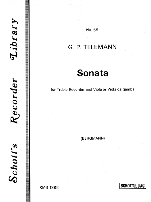 Sonata, from Der getreue Musikmeister No 9 and 10, treble recorder and viola (viola da gamba), performance score. 9790220111846