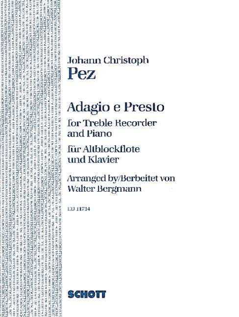 Adagio e Presto, treble recorder and piano. 9790220112171