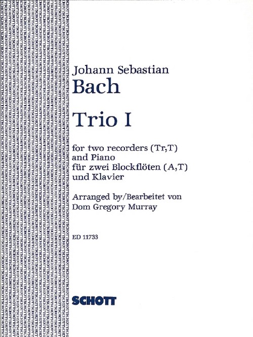 Trio I, (Original: Trio in C for Organ), alto- and tenor recorder and piano, score and parts. 9790220112287