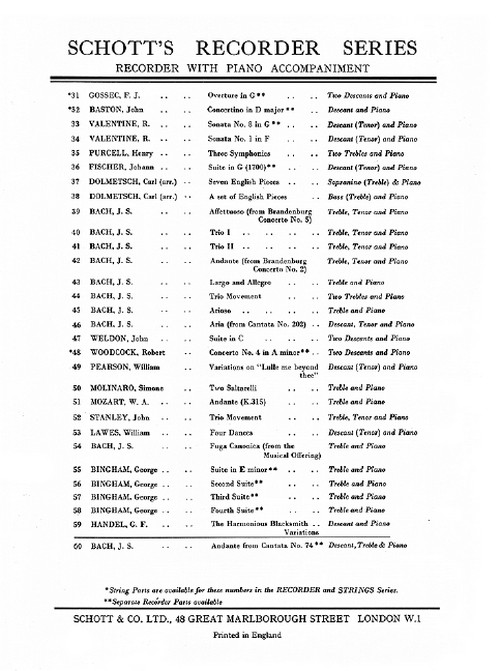 The Harmonious Blacksmith Variations, soprano recorder and piano