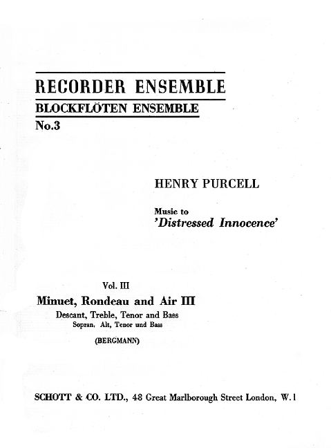 Music to Distressed Innocence Vol. 3, 4 recorders (SATB), performance score