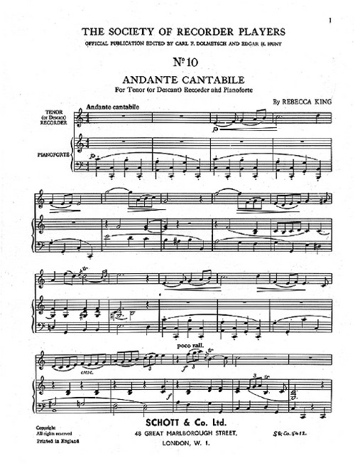 Andante Cantabile - Badinage, tenor-(soprano-)recorder and piano / 2 recorders (AT), performance score