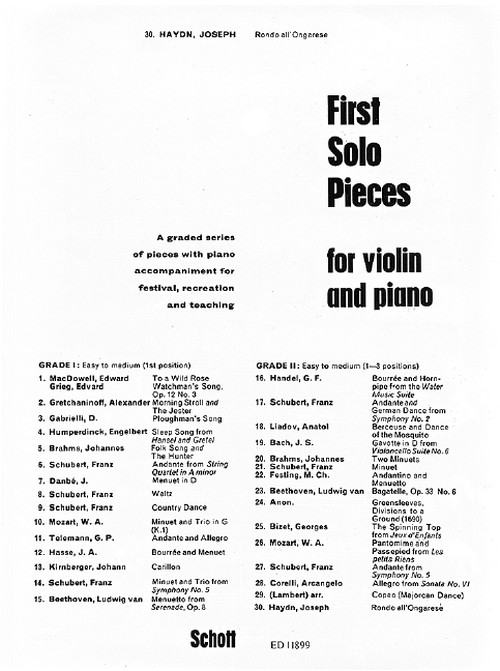 Rondo all'ongarese Hob. XV:25, from the Piano Trio in G, violin and piano
