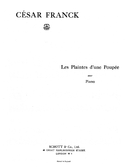 Les Plaintes d'une Poupée, piano