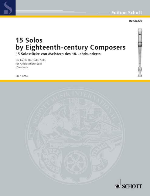 15 Solos, by Eighteenth-century Composers, treble recorder