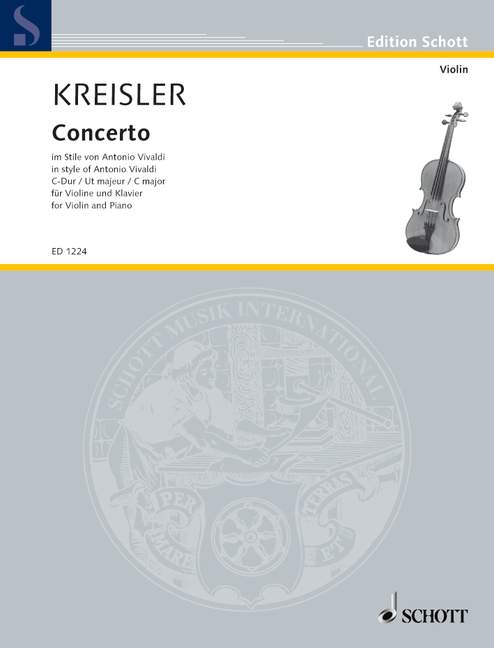 Concerto in C Major, in the style of Antonio Vivaldi, violin and piano or strings with organ ad lib., piano reduction with solo part. 9790001032728