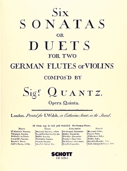 Six Sonatas or Duets, 2 flutes (violins), performance score. 9790220114731