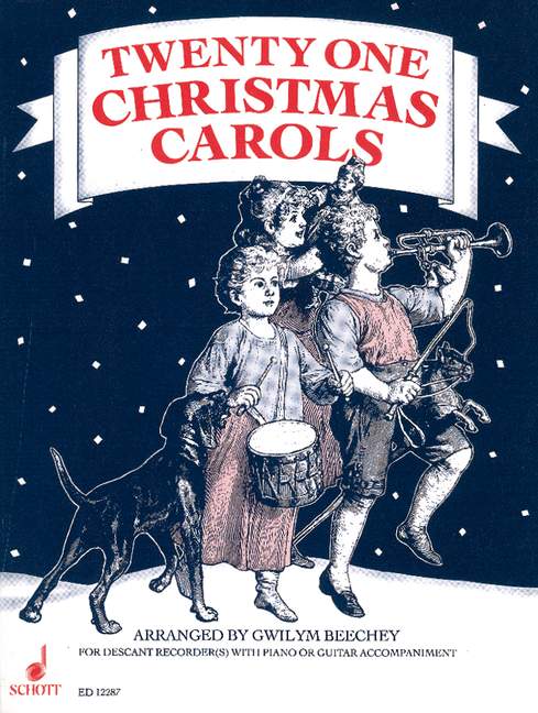 Twenty one Christmas Carols, descant recorder (soloistsstisch or choirisch) or children's choir unisono with piano or guitar, performance score. 9790220114762