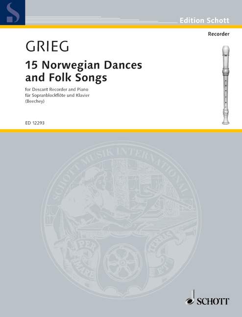 15 Norwegian Dances and Folk Songs, descant recorder and piano. 9790220114830