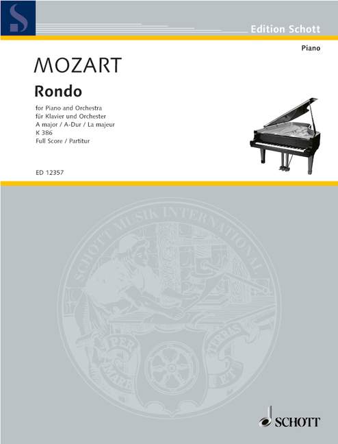 Rondo A Major KV 386, piano and orchestra, score. 9790220115578