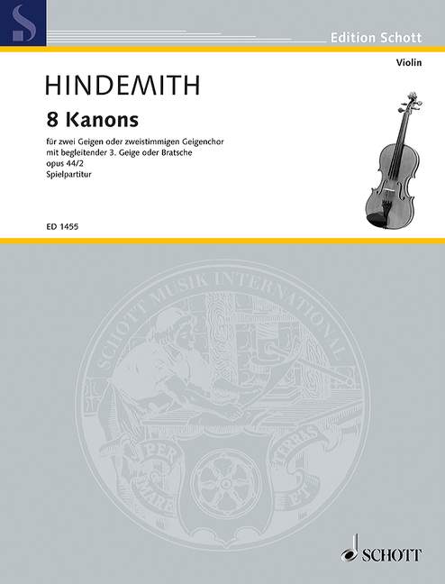 Schulwerk für Instrumental-Zusammenspiel op. 44/2, 8 Kanons, 2 violins or 2-part violin choir with accompanying 3rd violin or viola, performance score. 9790001033251