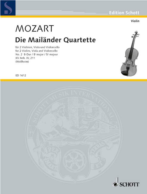 Die Mailänder Quartette KV Anh. 210, No. 2 Bb major, string quartet, set of parts