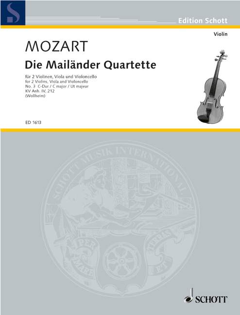 Die Mailänder Quartette KV Anh. 211, No. 3 C major, string quartet, set of parts. 9790001140669