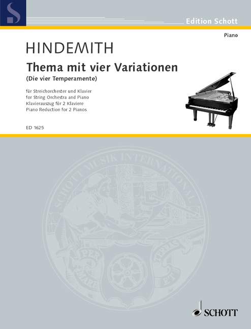 Theme with four Variations, according to the four Temperaments, string orchestra and piano, piano reduction for 2 pianos. 9790001034272