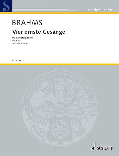 Vier ernste Gesänge op. 121, voice (alto or baritone) (original) and piano