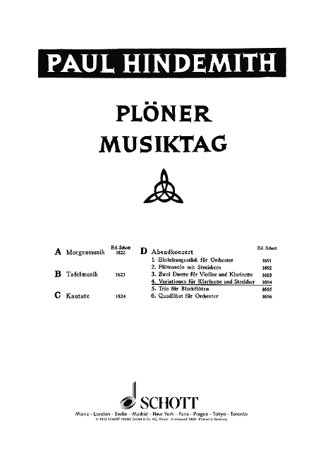 Plöner Musiktag, D Abendkonzert - Nr. 4: Variationen, clarinet and strings, score