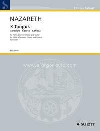 3 Tangos, Atrevido - Garoto - Carioca, flute, clarinet in Bb (viola) and guitar, score and parts. 9790001152709