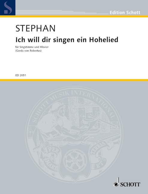 Ich will dir singen ein Hohelied, voice and piano. 9790001142809 Ich will dir singen ein Hohelied, voice and piano. 9790001142809